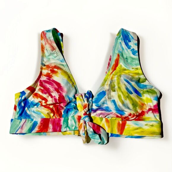 Time And Tru Bikini Top Women’s Size Large 12/14 Tie Dye Wide Strap Beach - Picture 2 of 7
